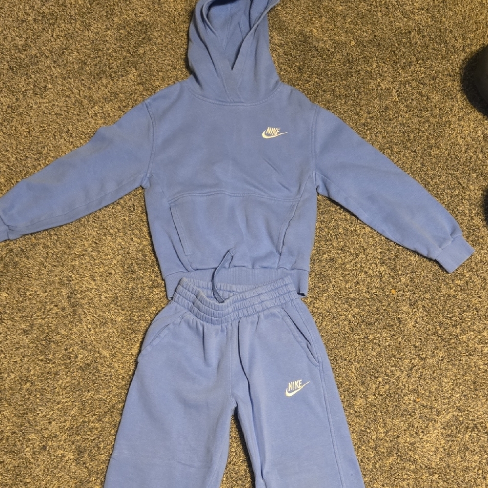 Small Nike Kids Light Blue Sweatpants and Hoodie Set
